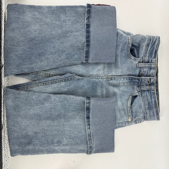 GUESS‎ 90s Y2K Trendy Vtg Light Colored Jeans Girls Size 8 Cuffed Pants Logo - Picture 9 of 11